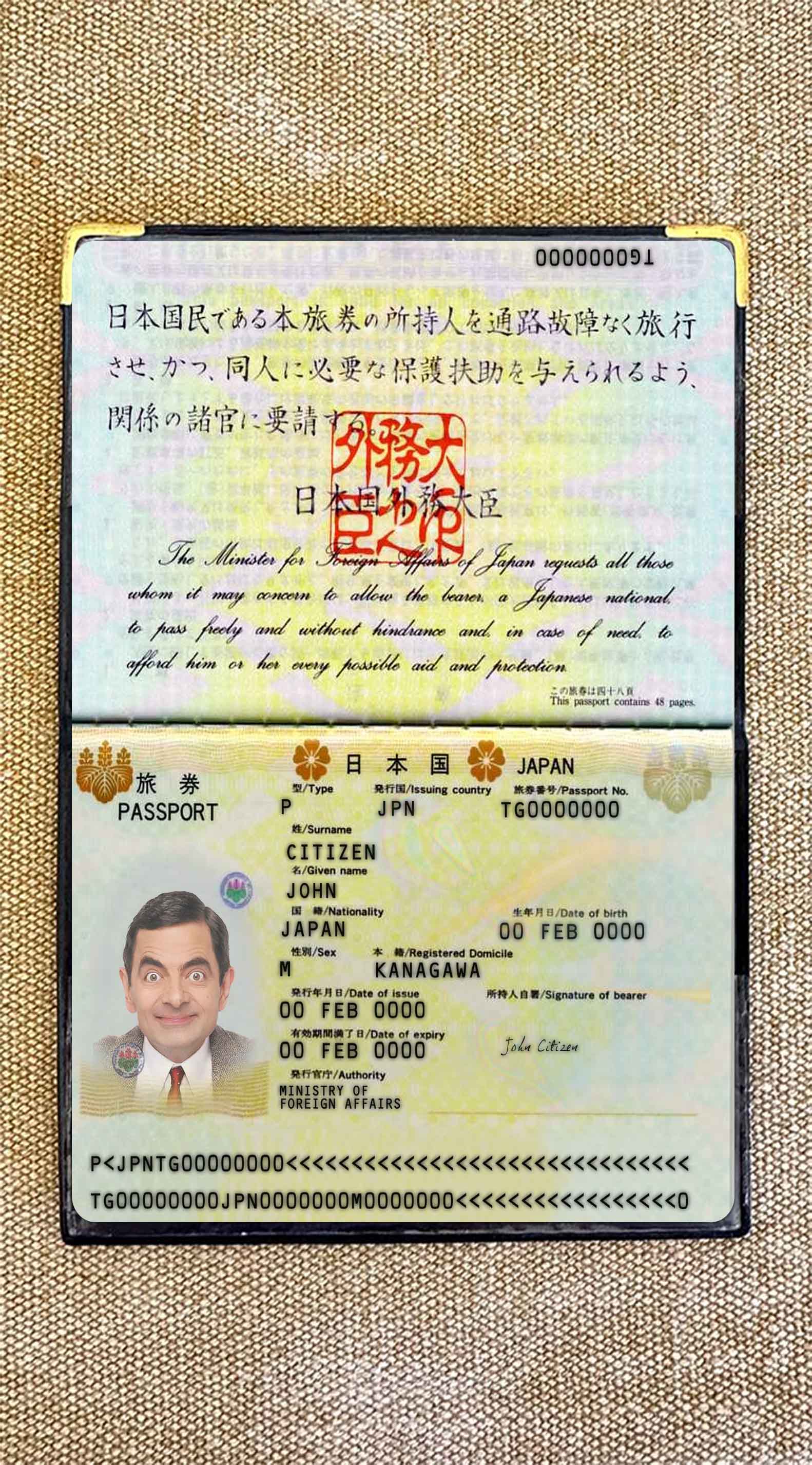 Japan passport 2005 2015 photo look PSD template